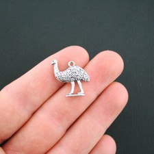 4 Emu Charms Antique Silver Tone 2 Sided Great Details - SC5435