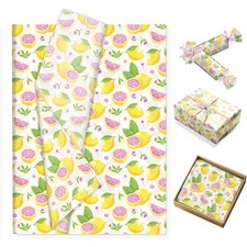 100 Sheets Pink Lemon Patterns Tissue Paper Gifts Wrapping Tissue Decorative ...
