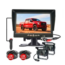 Dual Backup Camera Night Vision System+7" HD Rear View Monitor for RV Truck Bus