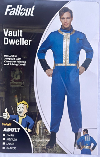 Spirit Fallout Vault Dweller Adult S Jumpsuit Costume Blue Gold Black