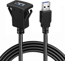 USB 3.0 Panel Flush Mount Cable - Male to Female AUX Car 3 feet, 3FT