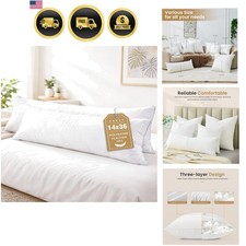 Pillow Inserts Set of 2 14x36 Down Feather Bed Pillow Filler Decorative