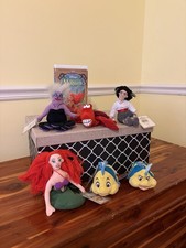 Disney Store The Little Mermaid Bean Bag Plush Characters Lot Of 6 W Tags