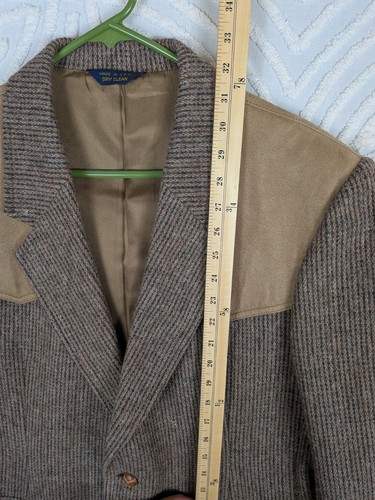 Vtg. Pendleton Wool Brown Tweed Mens Western Suit Jacket Leather Elbows Size 42 - Picture 9 of 18