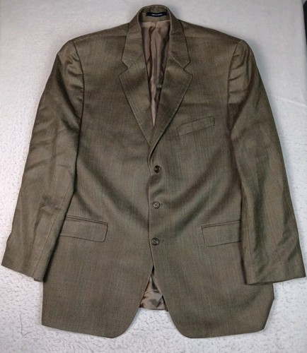 VTG Chaps Ralph Lauren Cashmere Wool Mens Blazer Sz 46L* Green Herringbone Sport - Picture 1 of 24