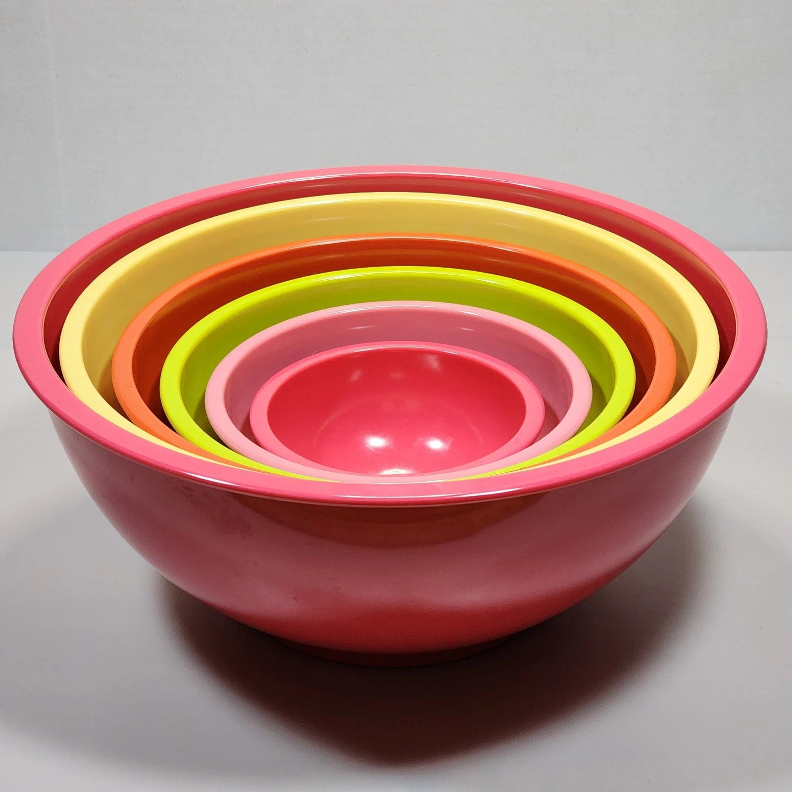 Melamine Nesting Mixing Bowls Rainbow Colors Set Of 6