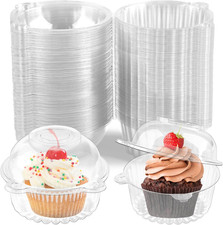 50 Pack Individual Cupcake Containers Plastic Cake Boxes Stackable