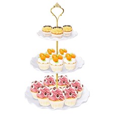 3 Tier Cupcake Stand Holder, Plastic Cup Cake Stand Towel with Tiered Serving...