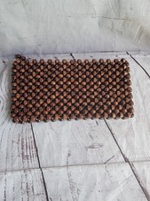 Vintage Brown Wood Beaded Clutch Purse Made In Japan Unbranded Clean