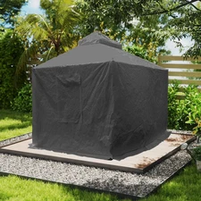 Domi 8'x8' Universal Winter Gazebo Cover w/Sidewalls and Mesh Windows(Black)