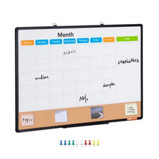 Whiteboard Cork Board Combo 36X24 in Magnetic Dry Erase Calendar Aluminum Frame