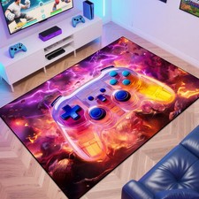 Gaming Area Rug Teen Boys Carpet, 3D Transparent Gamepad Background Game Cont...