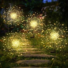 Energieeffiziente 4er Set 120 LED Solar-Pusteblume Gartenleuchten - DIY Design