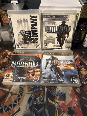 Lot Of 4 PS3 Battlefield-Bad Company 1 + 2 Battlefield 3 + 4
