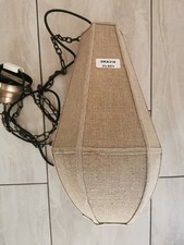 OKA Contemporary Pendant Ceiling Light Jute Style Woven Fabric With Chain/Rose