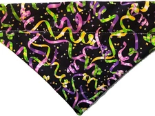 Mardi Gras Ribbons over the Collar Dog Bandana That Slips onto Their Existing Co