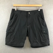Kuhl Mens Gray Cargo Shorts Hiking Outdoors Nylon Blend Lightweight Size 34
