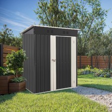 Outdoor Storage Shed Heavy Duty Metal Tool Sheds Storage House 5ft 3ft Patio