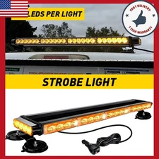 26'' 54 LED Strobe Light Bar Double Rooftop Side Emergency Flashing Yellow Amber