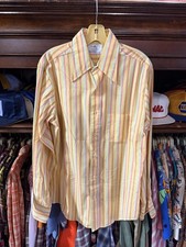 Vintage Towncraft Plus Shirt Mens 15.5 Yellow Striped Penn Prest Tapered 60s
