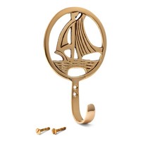 Maritim Haken Boat Aus Messing Gold 8,5X13,5X3Cm Kleiderhaken Deckenhaken