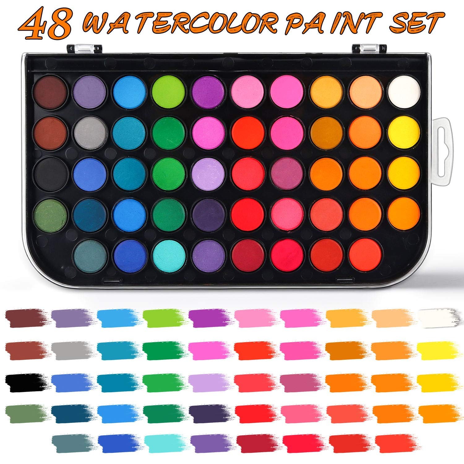 AROIC 48 Colors Watercolor Paint Set,Washable Water Color Paint KiTs with Ref...