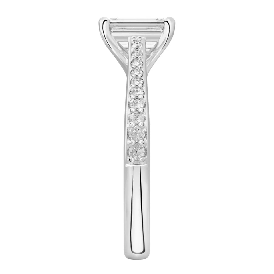 Diamond Ring 14k White Gold Lab Grown Emerald 1.25 Ct IGI Certified Size 6.5 7 8 - Image 3 of 4