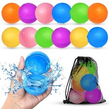 12Pcs Reusable Water Balloons, Pool Beach water Toys 12 PCS, Multiple Colors