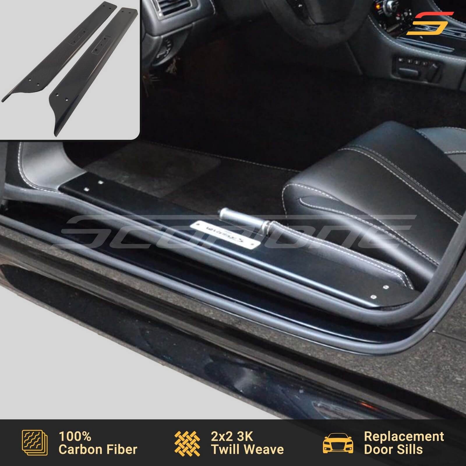 Scopione Carbon Fiber Door Sills Plates for Aston Martin 05-17 Vantage DB9 DBS