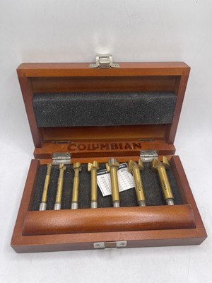 Columbian Forstner Bit Set Of 7 : 1/4  3/8  1/2  5/8  3/4  7/8  1  w/ Wooden Box
