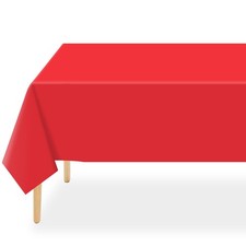 QIKSION Red Plastic Table Cloth Disposable 3 Pack, 54 x 108 Inch Tablecloths for