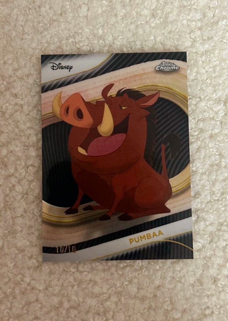 2025 Topps Chrome Disney Pumbaa Black Refractor 10/10 SSP Lion King Pumba
