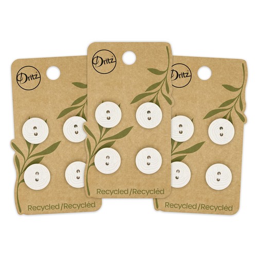 Dritz Round, 15mm, Gray, 12 Recycled Corozo Buttons, 15 mm, Light Grey Count - Picture 1 of 7