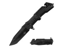 Heavy Duty Black Spring Assist Pocket Knife-Tactical Rescue Style Camping Knife