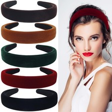 5Pcs Velvet Wide Headbands for Women Winter Black Red Headband Cute Christmas...