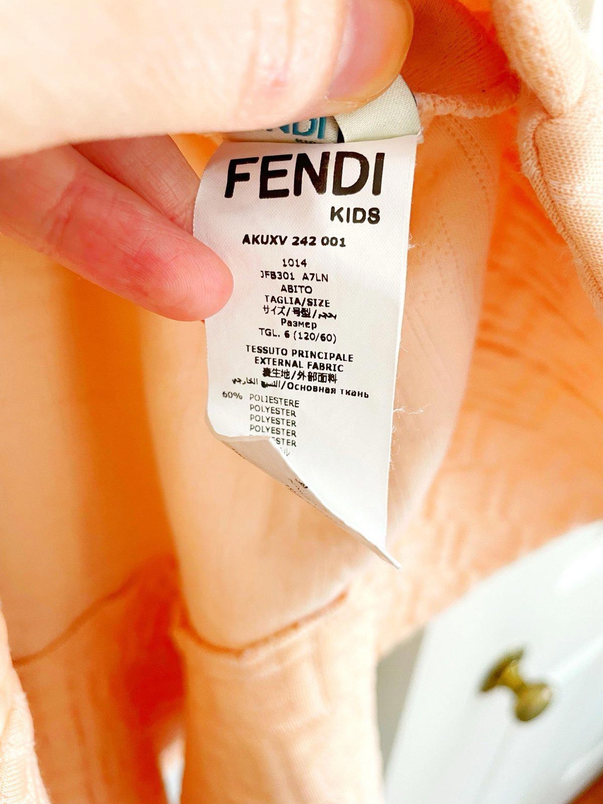 Authentic Fendi Girls Dress Size 6 Blush FF Logo Jacquard Luxury Designer thumbnail 4