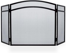 3 Panel Folding Fire Guard with Tool Doors Fire Screen Spark Guard