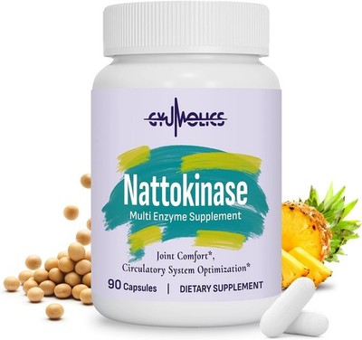 Nattokinase Supplement 10000FU w/Organic Nattokinase,Serrapeptase,Bromelain,Curc