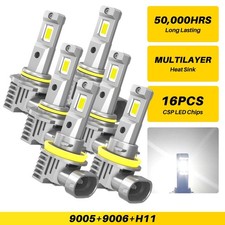 9003 H4 LED Headlight Super Bright Bulbs Kit White 6500K 60000LM High/Low Beam