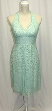 DAVIDS BRIDAL WOMENS FORMAL WEDDING PROM HOMECOMING SHRT MINT HALTER SIZE 12