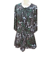 Biba Dress Green Black Animal Print Long Sleeve Lined UK 8 CLEARANCE Charity