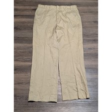 LL Bean Mens 36 Chino Dress Pants Khaki Tan Flat Front Vintage Made in USA Maine