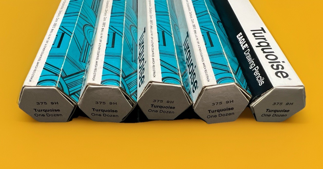 58 Vintage Berol Turquoise Eagle Drawing Pencils 375-9H