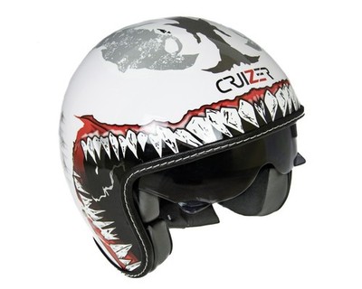 CRUIZER JET Helm für Motorräder und Roller, zugelassen, einziehbares Visier, Sha