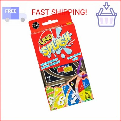 Mattel Games UNO Splash Card Game with Waterproof Cards and Portable Clip for Tr