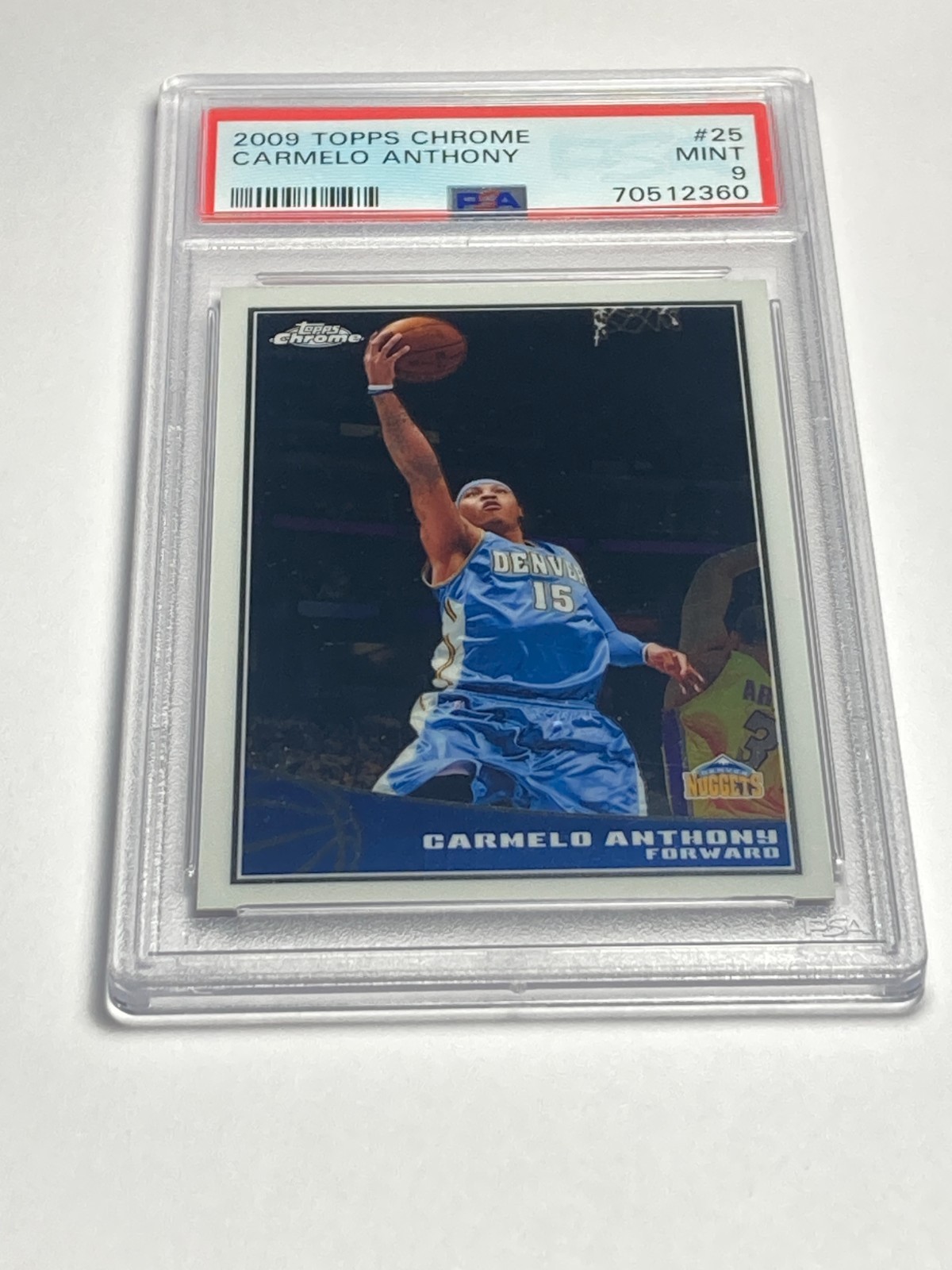 Carmelo Anthony 2009 Topps Chrome PSA 9 Mint Graded Card Nuggets #25 /999