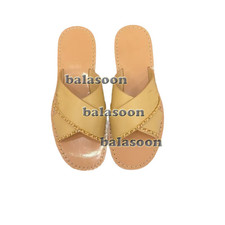 2026 spring summer cross flat bottom comfortable leather slippers female