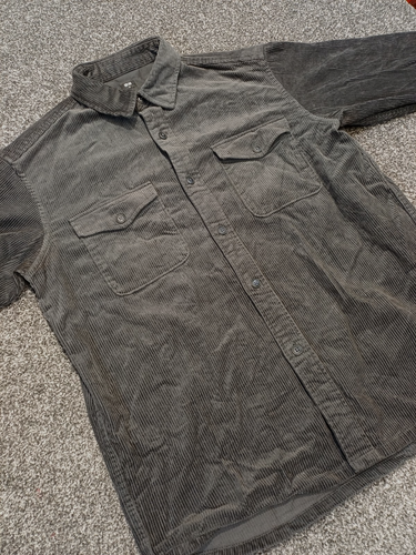 UNIQLO Hemd Herren mittelgrau Cord Chore Overshirt Shacket