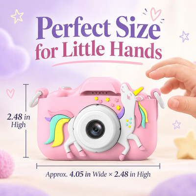 Kids Digital Camera for Girls 64GB 1080P 8X Zoom Unicorn Toy Gift