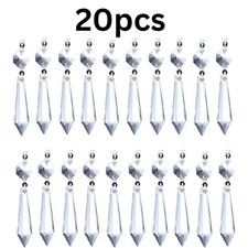 20 Pcs Clear Crystal Chandelier Icicle Prisms Replacement Parts for Lamp Decore